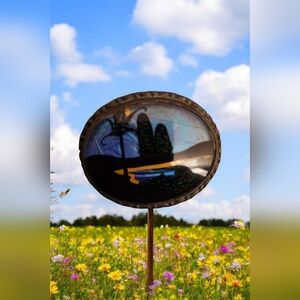 Vintage Art Deco Oval Morpho Butterfly Wing Insect